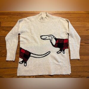 LOFT Cream Dog patterned Sweater